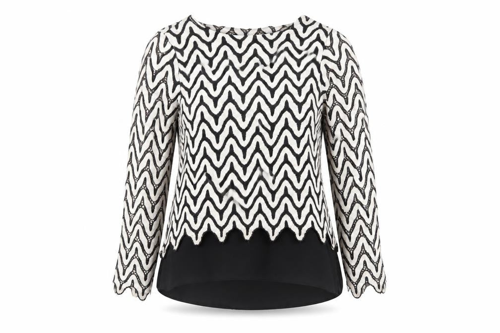Dorothy Perkins Womens Black White Lace Blouse Size 10 Tunic Top