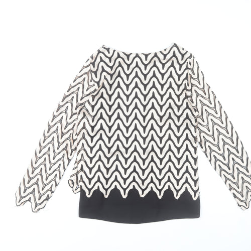 Dorothy Perkins Womens Black White Lace Blouse Size 10 Tunic Top