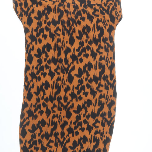 ONLY Women’s Brown Leopard Print Shirt Dress Size 8 Knee Length