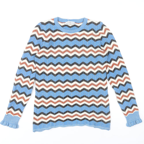 Gallery Womens Blue Retro Geometric Knit Pullover Jumper Size 8