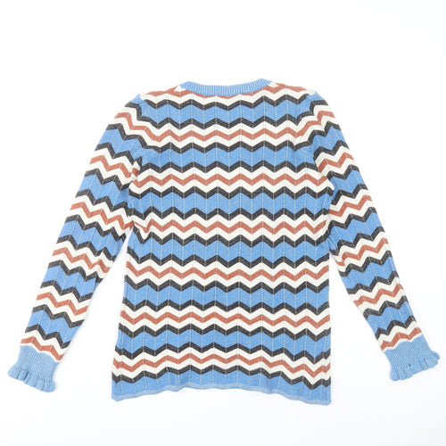 Gallery Womens Blue Retro Geometric Knit Pullover Jumper Size 8