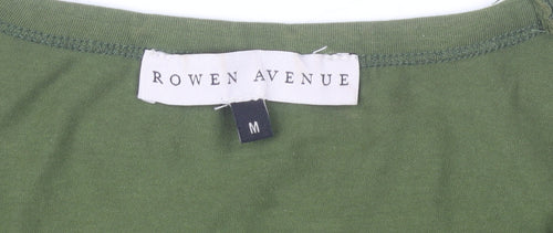 Rowen Avenue Womens Green Ruffle Sleeve Scoop Neck T-Shirt Size M