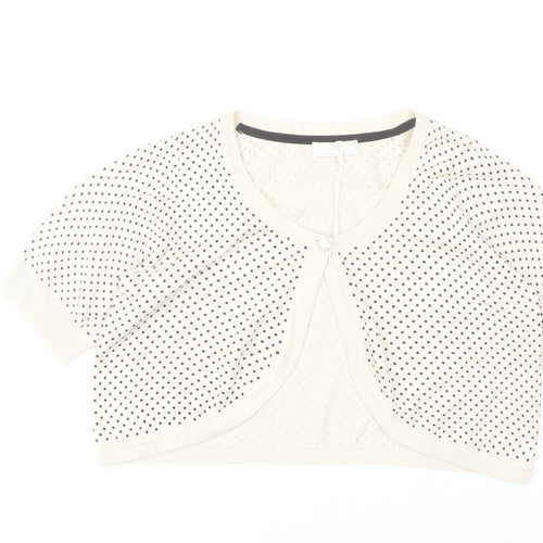 Marks and Spencer Womens Ivory Shrug Cardigan Size 16 Polka Dot