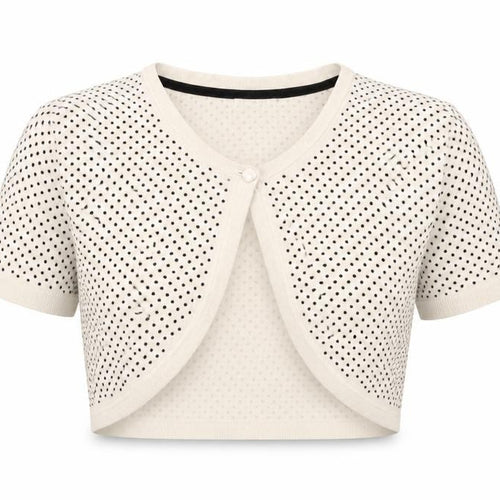 Marks and Spencer Womens Ivory Shrug Cardigan Size 16 Polka Dot