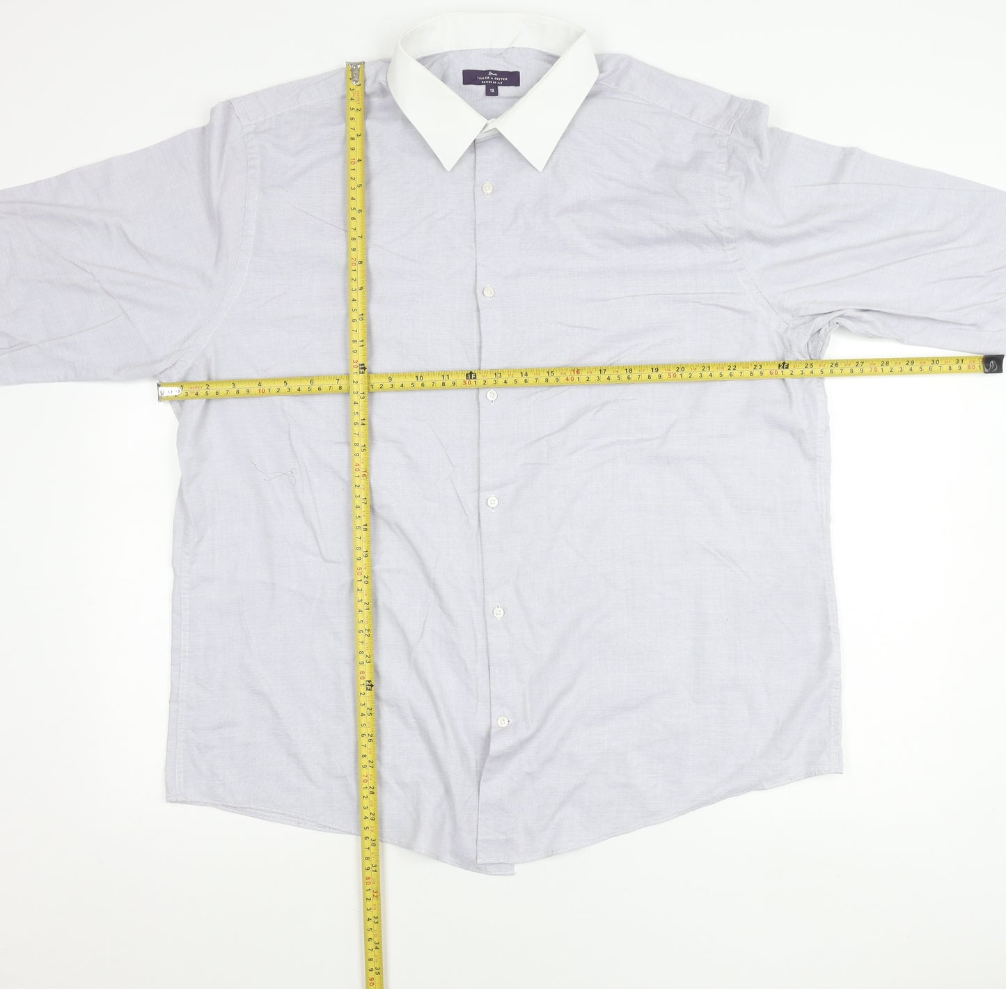 Tailor & Cutter Men’s Grey Check Shirt 18 Regular Fit Long Sleeve