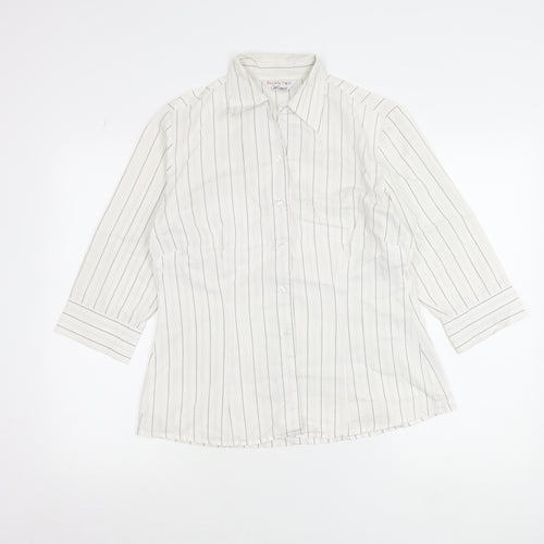 Double TWO Women’s White Striped Button-Up Shirt Size 12