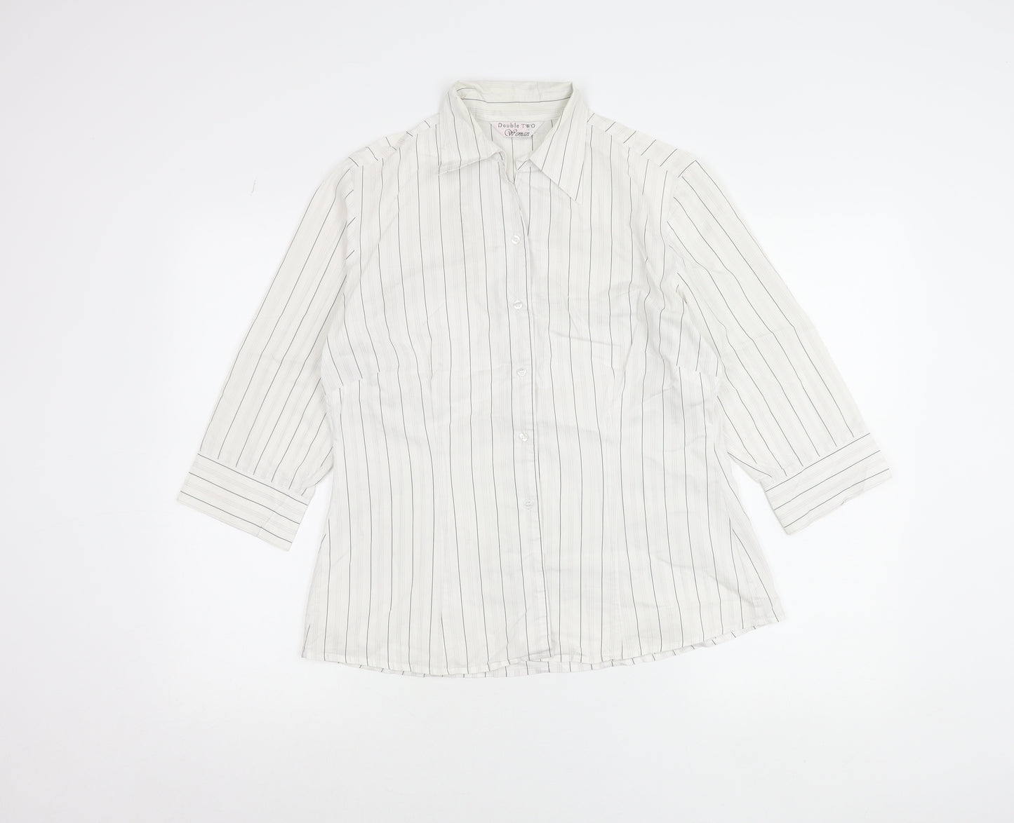 Double TWO Women’s White Striped Button-Up Shirt Size 12