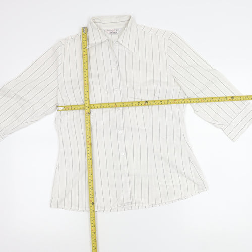 Double TWO Women’s White Striped Button-Up Shirt Size 12