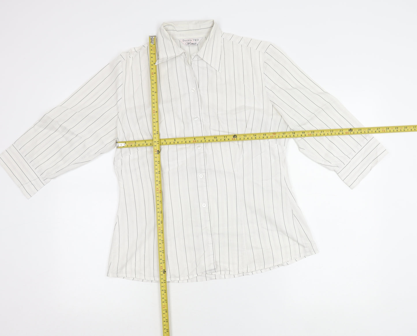 Double TWO Women’s White Striped Button-Up Shirt Size 12