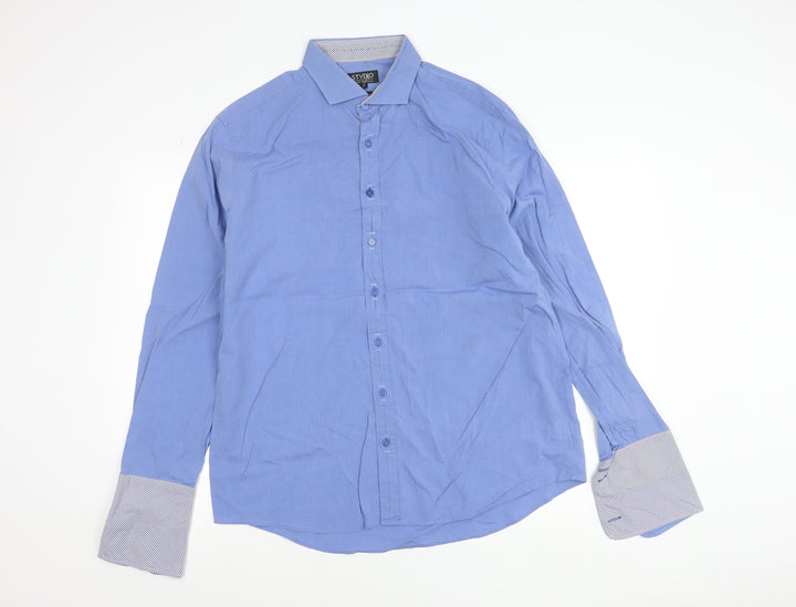 Jeff Banks Mens Blue 17/44in Cotton Long Sleeve Button Up Shirt
