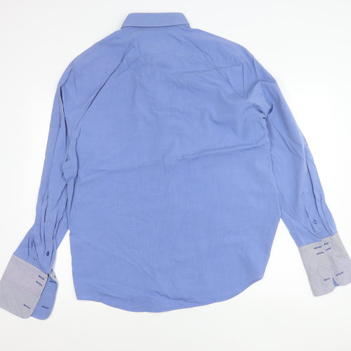 Jeff Banks Mens Blue 17/44in Cotton Long Sleeve Button Up Shirt