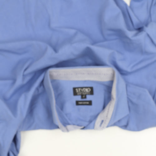 Jeff Banks Mens Blue 17/44in Cotton Long Sleeve Button Up Shirt