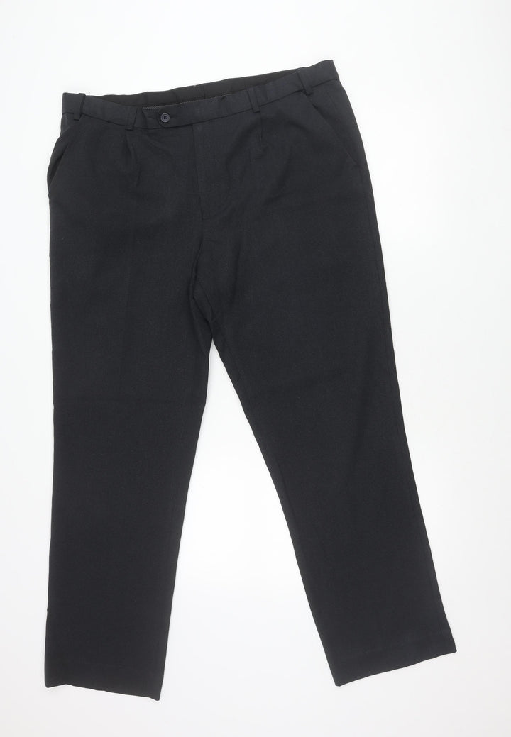 Taylor & Wright Men's Black 38R Regular Fit Dress Trousers