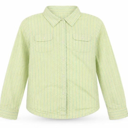 GAP Girls Green Geometric Cotton Button-Up Shirt 10-11 Years Long Sleeve