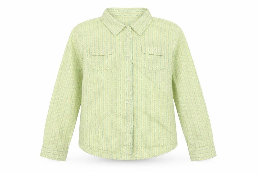 GAP Girls Green Geometric Cotton Button-Up Shirt 10-11 Years Long Sleeve