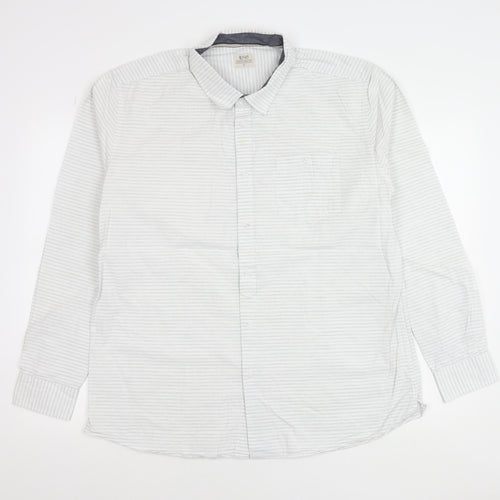 ACW85 Men’s White Striped Cotton Shirt XL Long Sleeve Casual