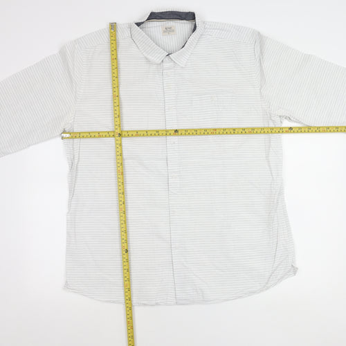 ACW85 Men’s White Striped Cotton Shirt XL Long Sleeve Casual
