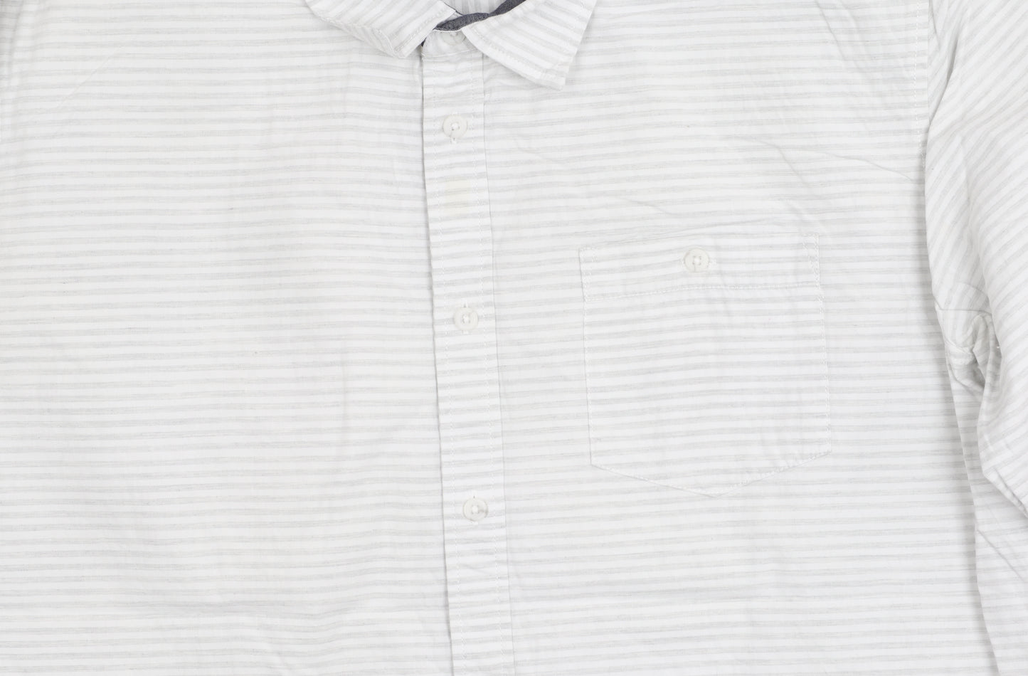 ACW85 Men’s White Striped Cotton Shirt XL Long Sleeve Casual