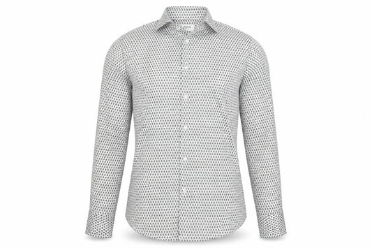 Front view of Jaeger Men's Multicoloured Geometric Cotton Slim Fit Shirt S