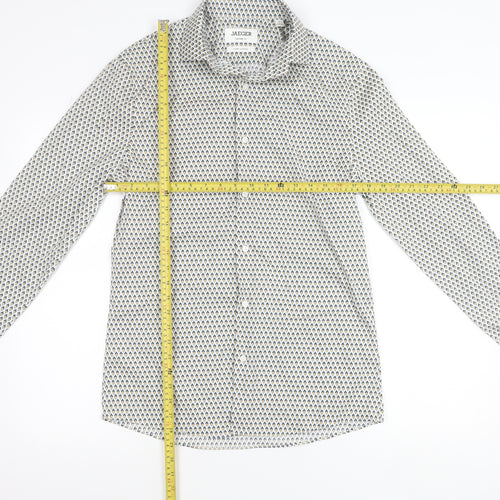 Jaeger Men's Multicoloured Geometric Cotton Slim Fit Shirt S