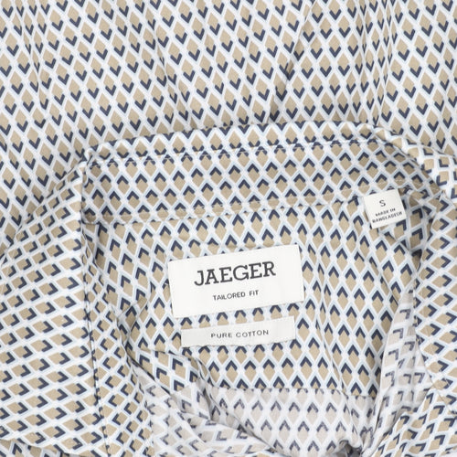 Jaeger Men's Multicoloured Geometric Cotton Slim Fit Shirt S