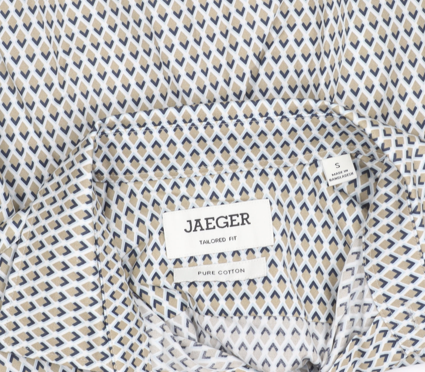 Jaeger Men's Multicoloured Geometric Cotton Slim Fit Shirt S