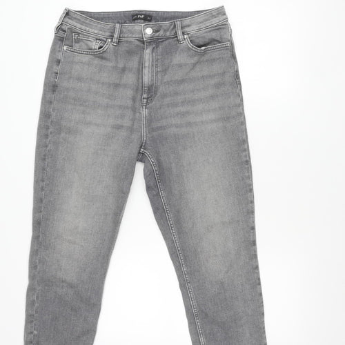 F&F Mens Grey Slim Skinny Jeans Size L Waist 42in Medium Wash Denim