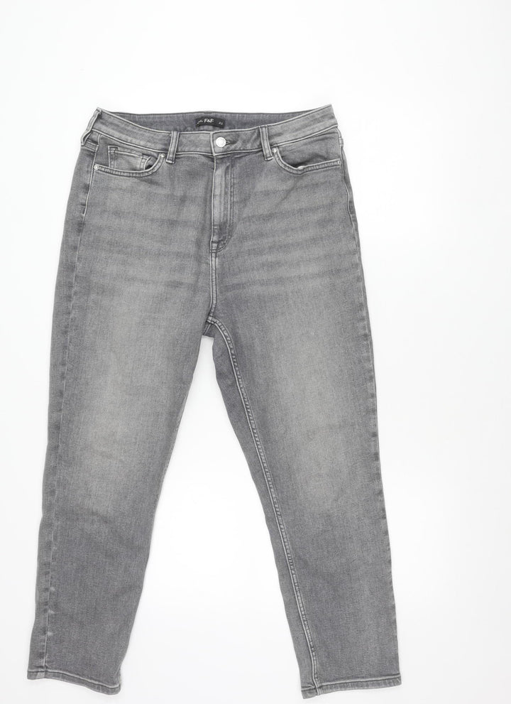 F&F Mens Grey Slim Skinny Jeans Size L Waist 42in Medium Wash Denim