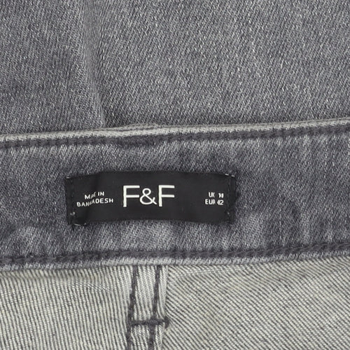 F&F Mens Grey Slim Skinny Jeans Size L Waist 42in Medium Wash Denim