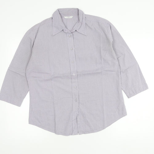 Marks and Spencer Women’s Purple Check Button-Up Shirt UK 12