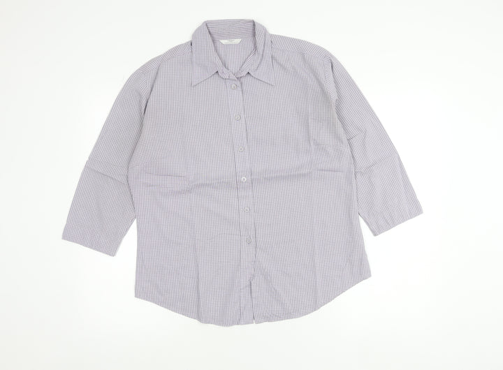 Marks and Spencer Women’s Purple Check Button-Up Shirt UK 12