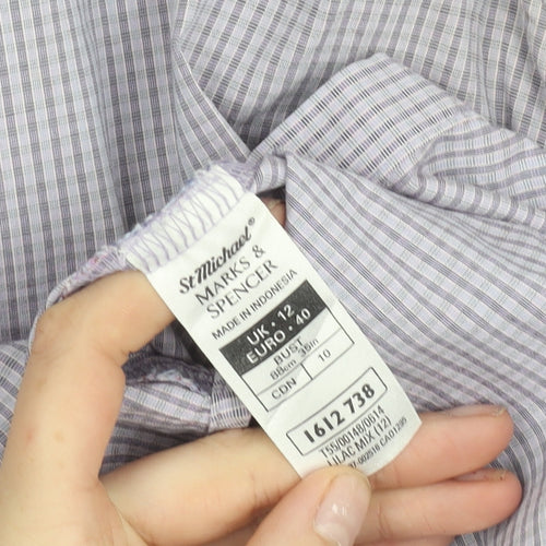 Marks and Spencer Women’s Purple Check Button-Up Shirt UK 12