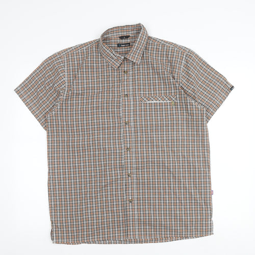Trekmates Men’s Multicoloured Checked Short Sleeve Button-Up Shirt L
