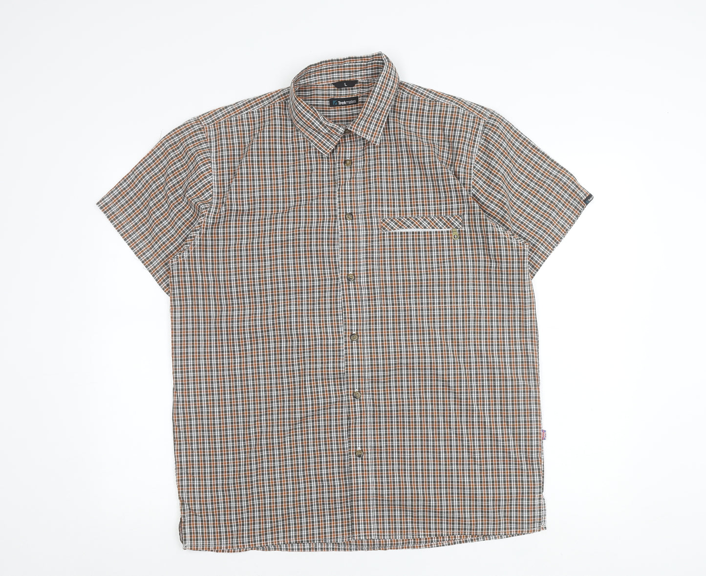 Trekmates Men’s Multicoloured Checked Short Sleeve Button-Up Shirt L