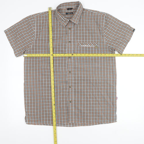 Trekmates Men’s Multicoloured Checked Short Sleeve Button-Up Shirt L