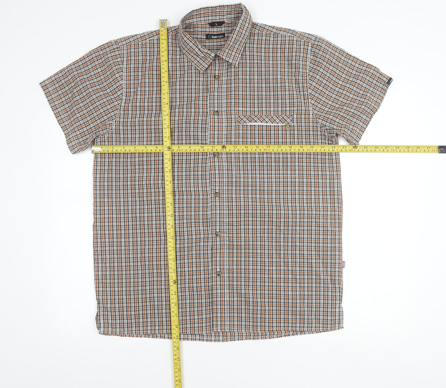 Trekmates Men’s Multicoloured Checked Short Sleeve Button-Up Shirt L