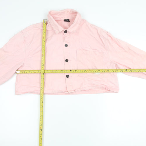 Roadies Womens Pink Cropped Button-Up Cotton Shirt M