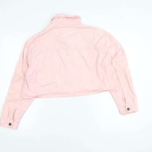 Roadies Womens Pink Cropped Button-Up Cotton Shirt M