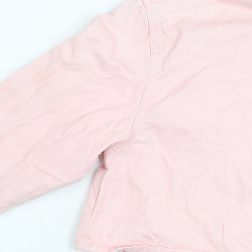 Roadies Womens Pink Cropped Button-Up Cotton Shirt M