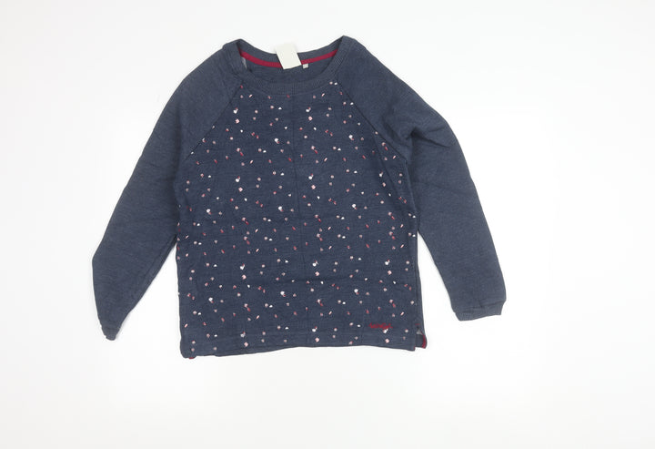 Weird Fish Womens Blue Size 8 Embroidered Pullover Jumper