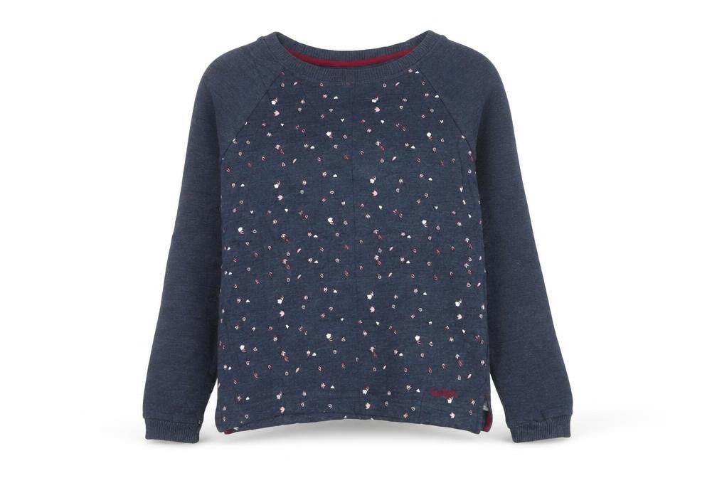 Front view of Weird Fish women’s blue, size UK 8, embroidered jumper