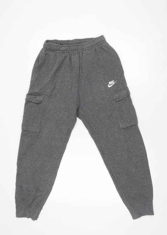 Nike Men Grey Small Jogger Sweatpants Tapered Fit Fleece Trousers