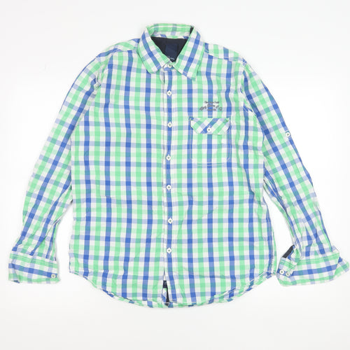Sting Jeans Men's Blue Green Check Cotton Shirt Size S Long Sleeve