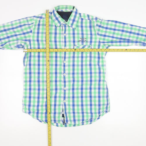Sting Jeans Men's Blue Green Check Cotton Shirt Size S Long Sleeve