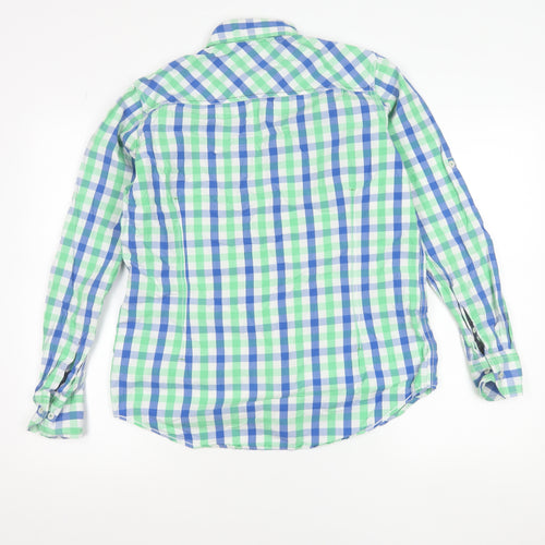 Sting Jeans Men's Blue Green Check Cotton Shirt Size S Long Sleeve