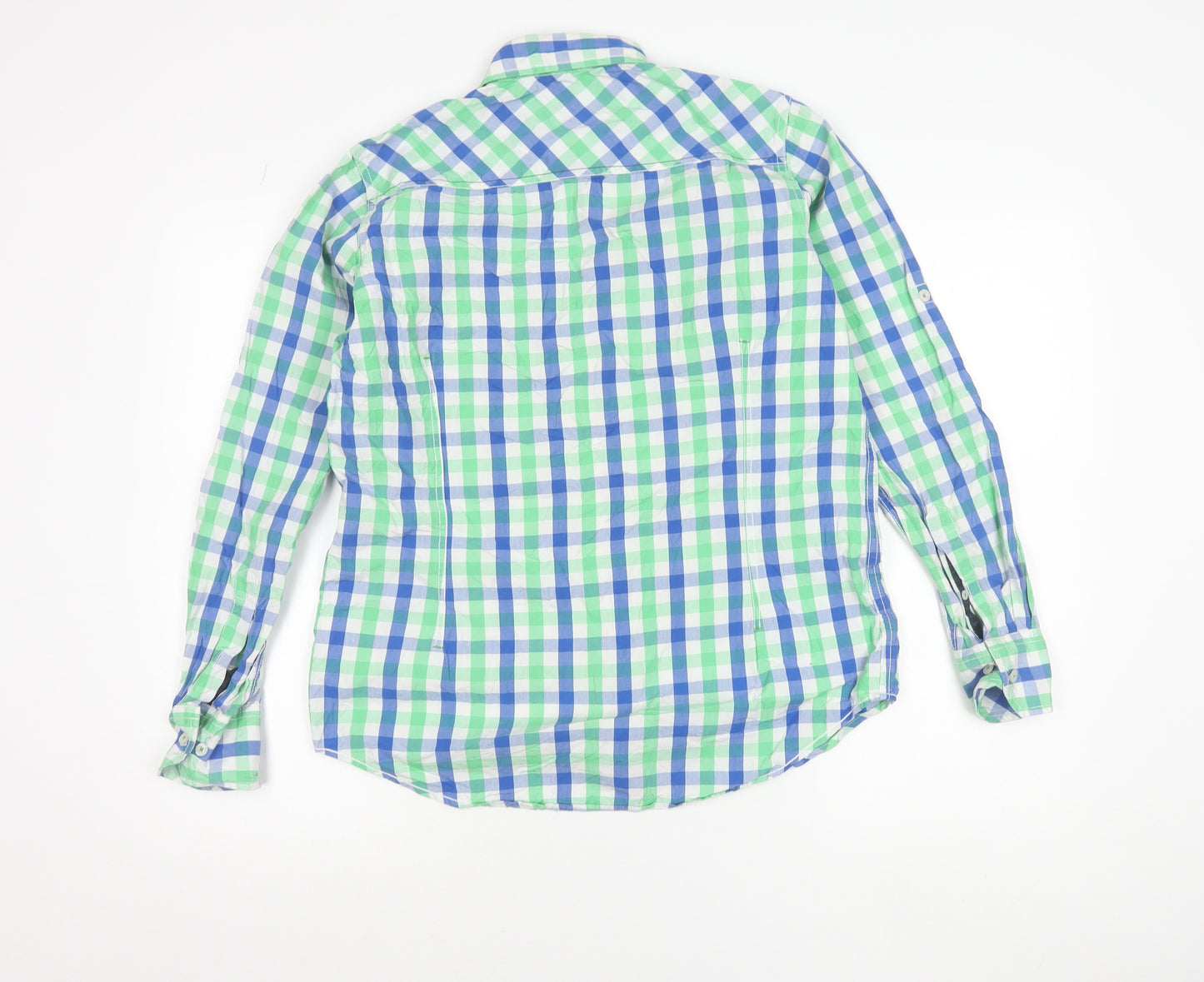 Sting Jeans Men's Blue Green Check Cotton Shirt Size S Long Sleeve