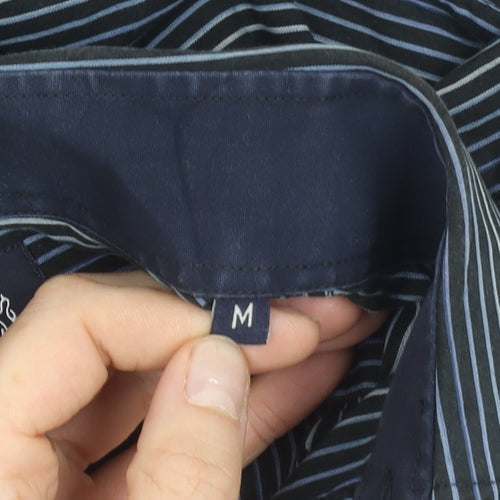 French Connection Men's Blue Striped Cotton Button-Up Shirt M