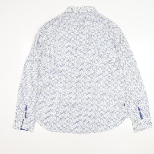 Marks & Spencer Men’s Blue Floral Slim Fit XXL Long Sleeve Shirt