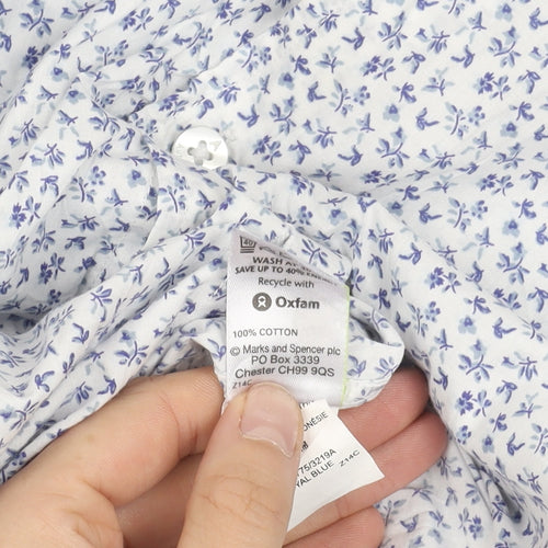 Marks & Spencer Men’s Blue Floral Slim Fit XXL Long Sleeve Shirt