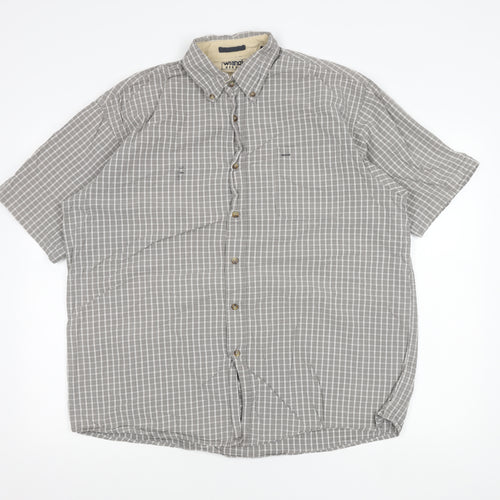 Wrangler Men's Grey Check Short Sleeve Button-Up Shirt Size L